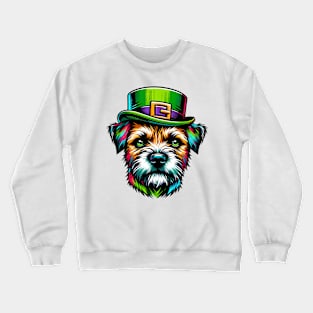 Border Terrier in Saint Patrick's Day Celebratory Mood Crewneck Sweatshirt